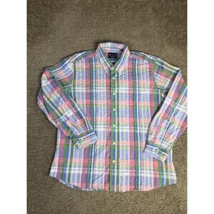 Charleston Threads Shirt Mens 2XL Multicolor Seersucker Plaid Long Sleeve